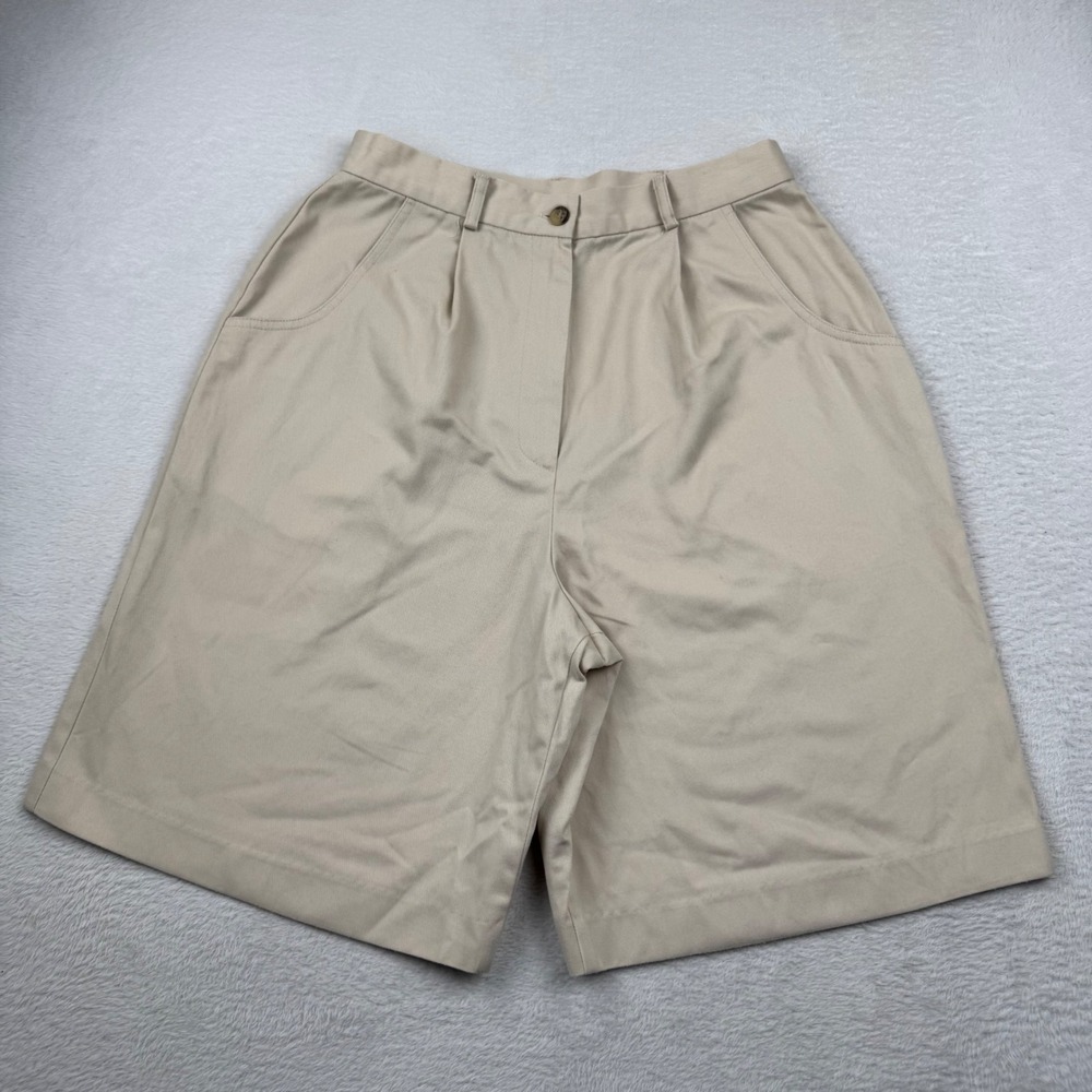 Vintage Rare! Orvis Pleated Chino Shorts Womens 8 Khaki Elastic Back Made in USA